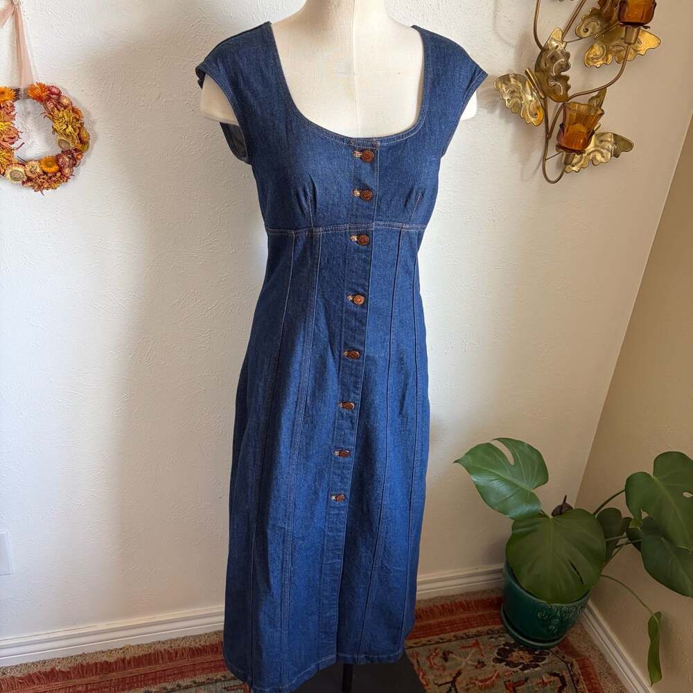 Madewell Button-Front Denim Midi Dress XS